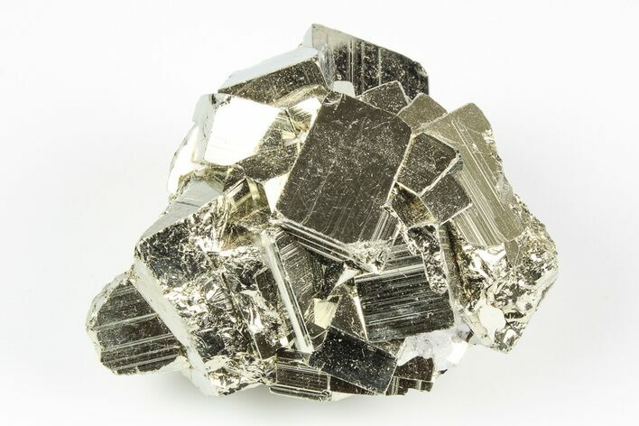Shiny, Cubic Pyrite Crystal Cluster - Peru #195756